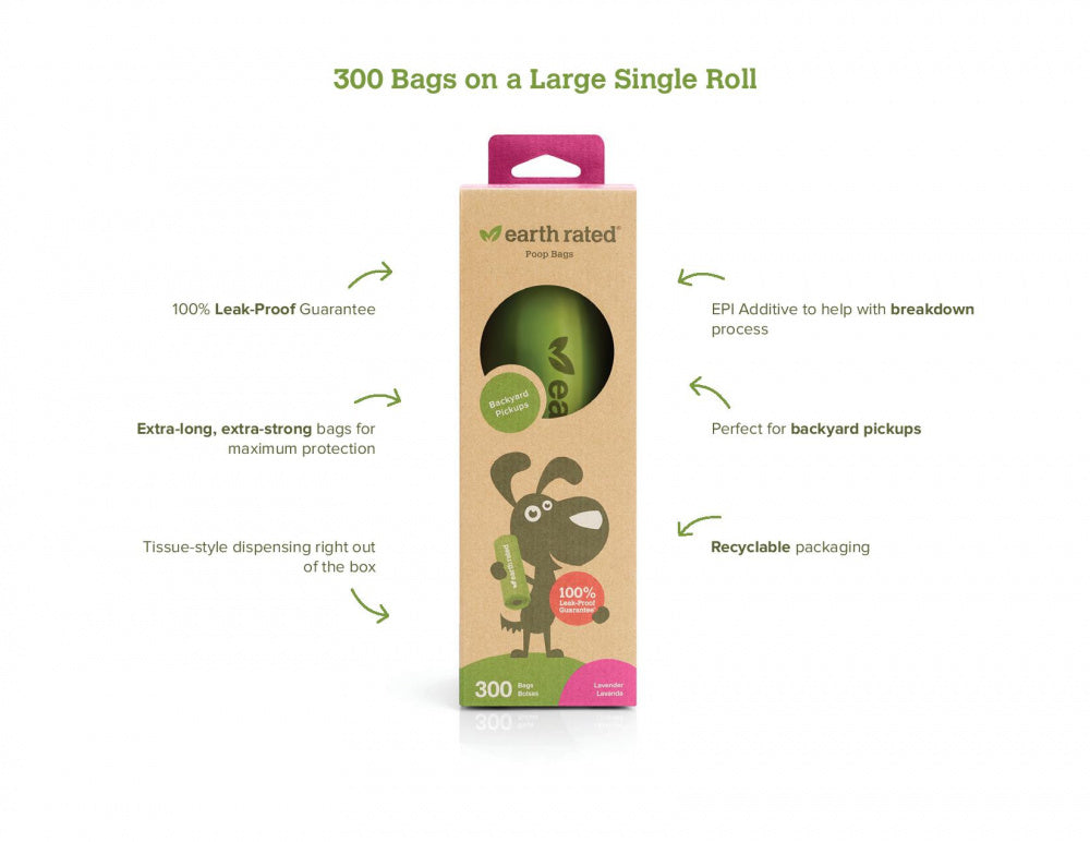 Earth Rated Large Roll Unscented Waste Bags - 300 Count