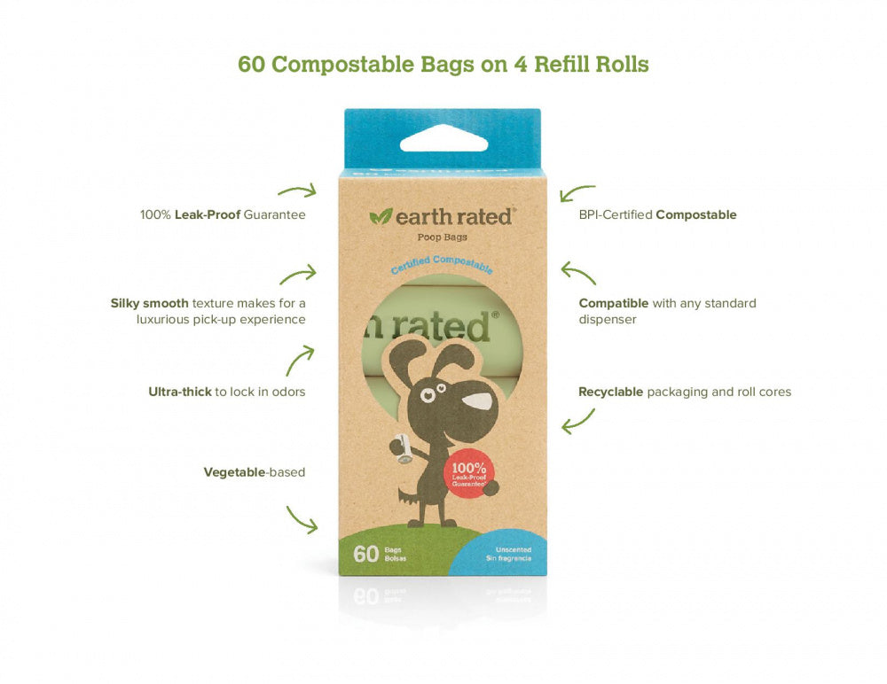 Earth Rated Compostable Refill Rolls Unscented -60 Count