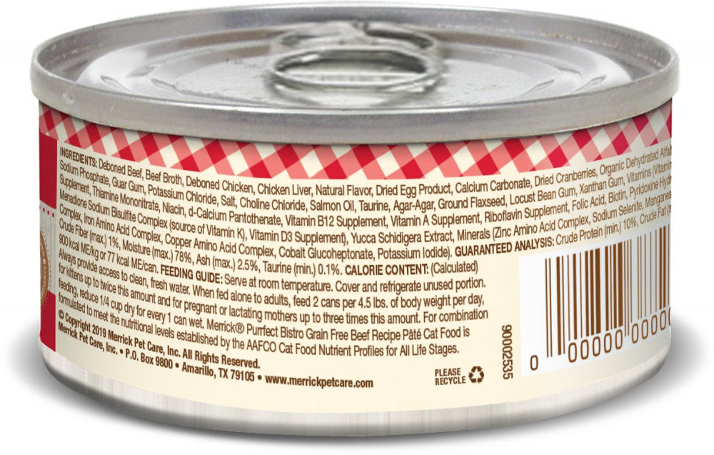 Merrick Purrfect Bistro Beef Pate Grain Free Canned Cat Food