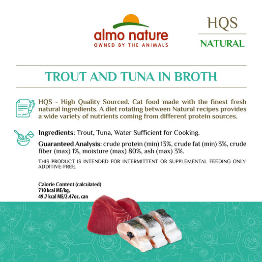 Almo Nature HQS Natural Cat Grain Free Trout and Tuna Canned Cat Food