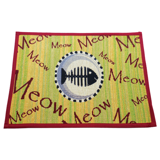 Arlee Pet Products Meow Meow Tapestry Bowl Mat