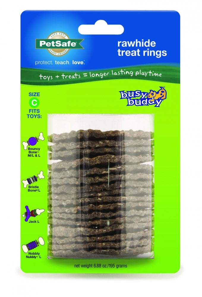 PetSafe Busy Buddy Natural Rawhide Ring Treats Dog Toy Refill