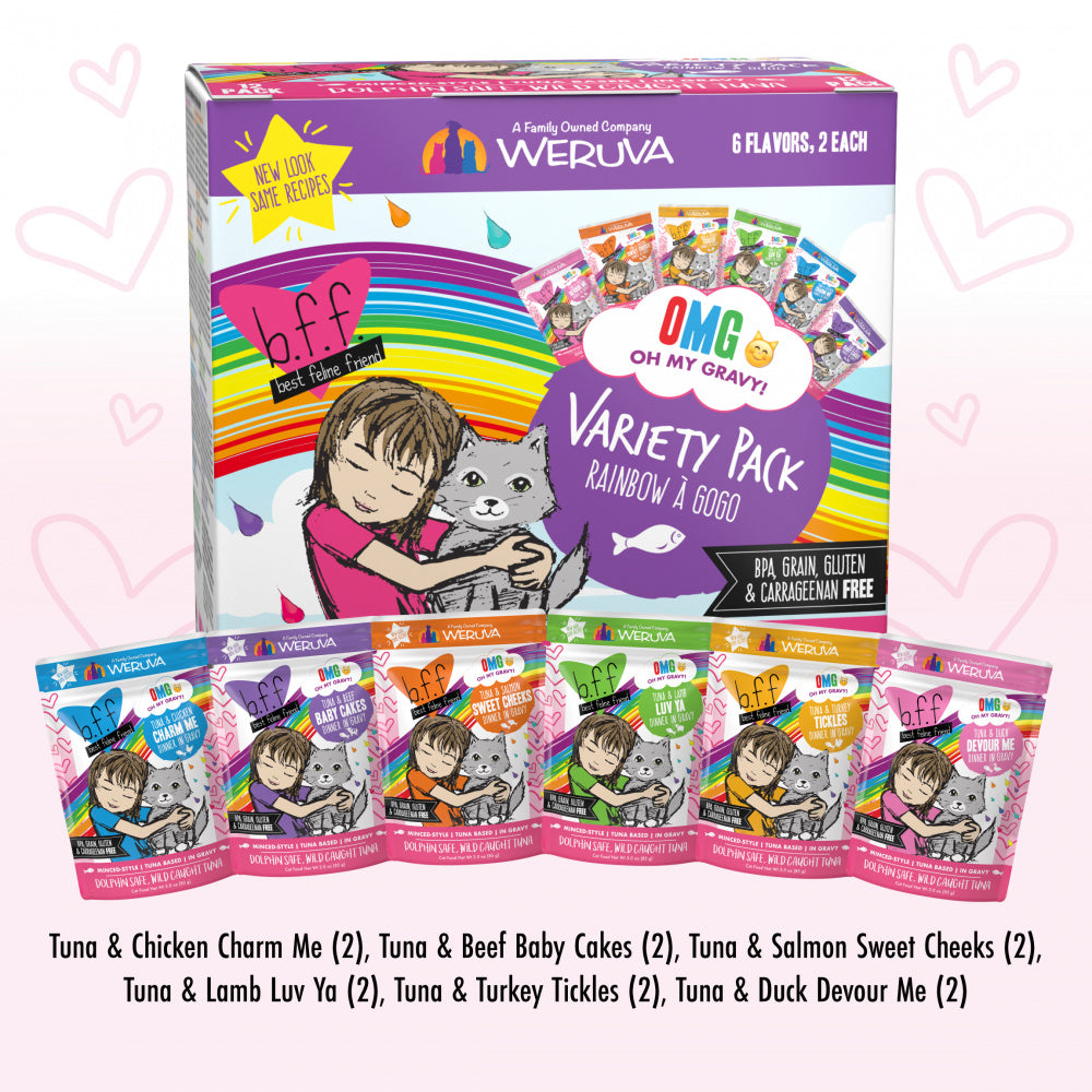 Weruva Grain Free BFF OMG Rainbow A Go Go Cat Variety Pouches Pack