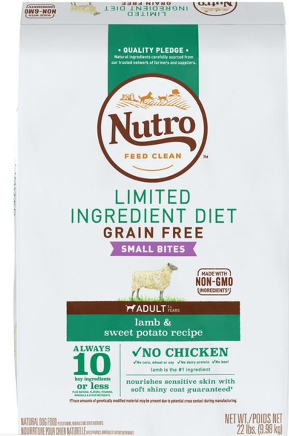 Nutro Limited Ingredient Diet Grain Free Small Bites Adult Lamb and Sweet Potato Dry Dog Food