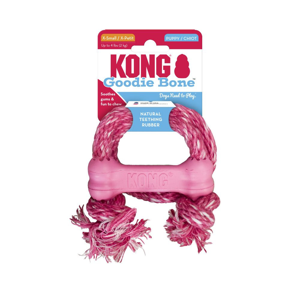 KONG Puppy Goodie Bone with Rope XS Dog Toy