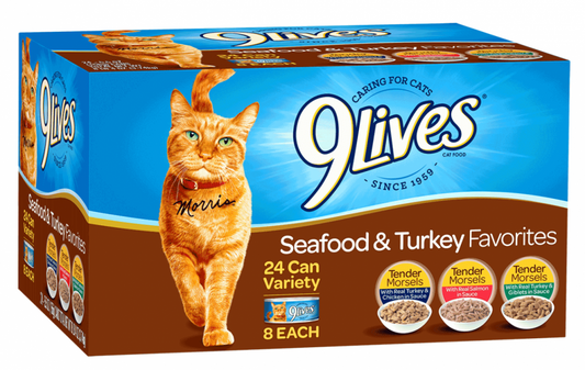 9 Lives Seafood and Turkey Favorites Variety Pack Canned Cat Food
