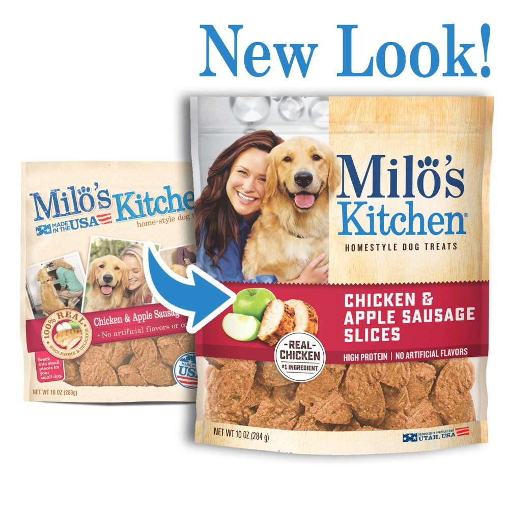 Milo's Kitchen Chicken and Apple Sausage Slices Dog Treats