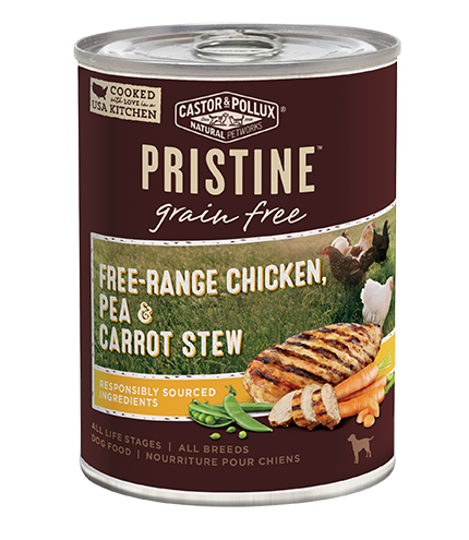 Castor and Pollux Pristine Grain-Free Free-Range Chicken, Pea & Carrot Stew Canned Dog Food