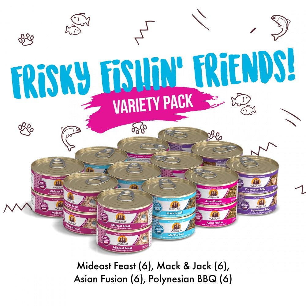 Weruva Classic Grain Free Frisky Fishin' Friends Canned Cat Food Variety Pack