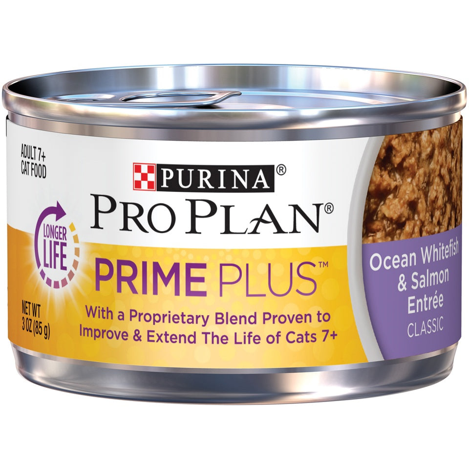 Purina Pro Plan Prime Plus 7+ Ocean Whitefish & Salmon Entree Classic Canned Cat Food