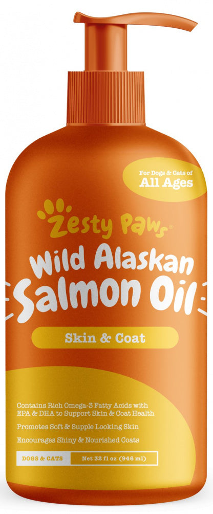 Zesty Paws Natural Skin & Coat Support Pure Wild Alaskan Salmon Oil for Dogs & Cats