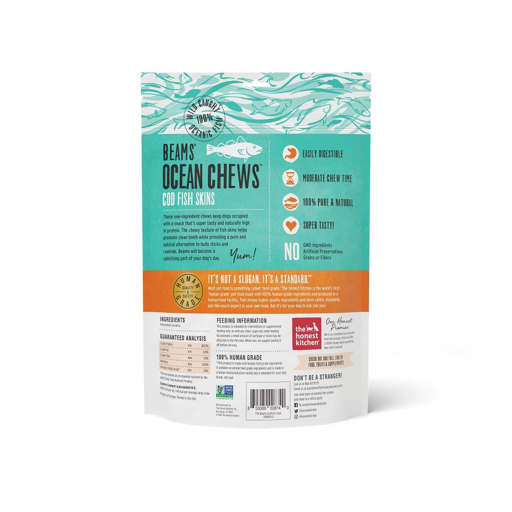 The Honest Kitchen BEAMS Grain Free Large Ocean Chews Cod Skin Dog Treats
