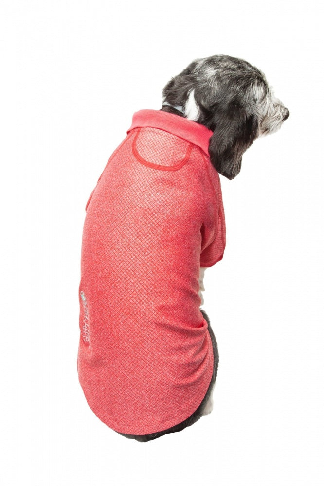 Pet Life Active Relax Stretch Fur Flexed Red Polo Dog T-Shirt