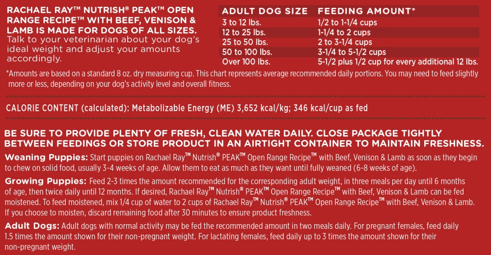 Rachael Ray Nutrish Peak Open Range Grain Free Beef, Venison, & Lamb Recipe Dry Dog Food