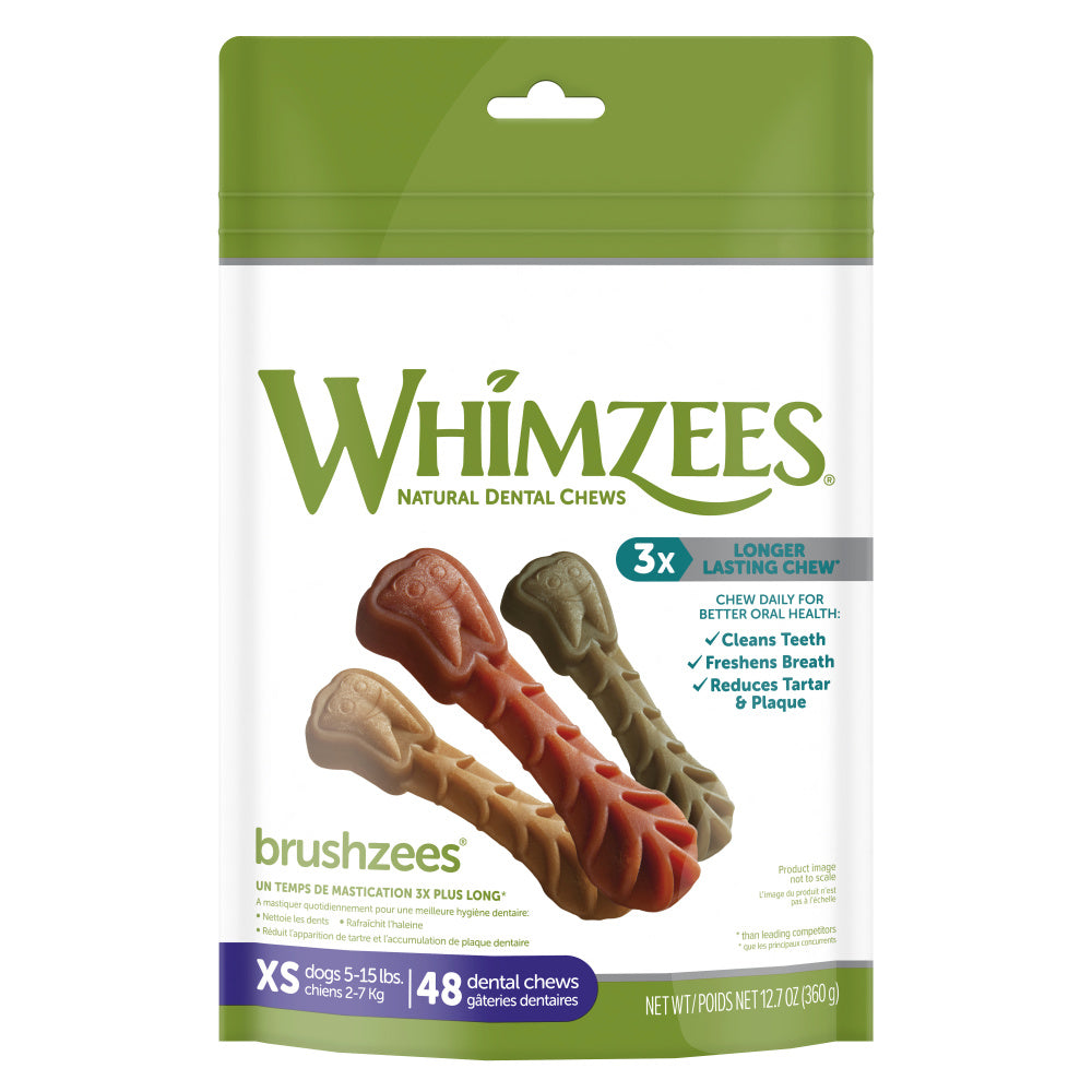Whimzees Brushzees Natural Daily Dental Extra Small Breed Dog Treats