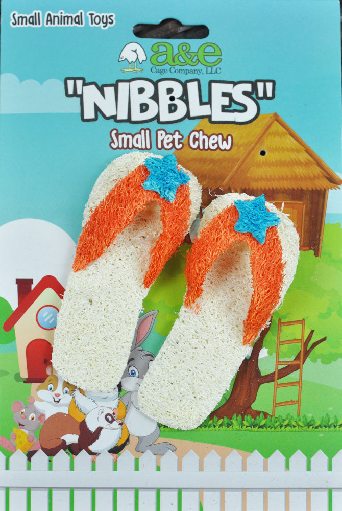 A & E Nibbles Loofah Flip Flop Small Animal Toy