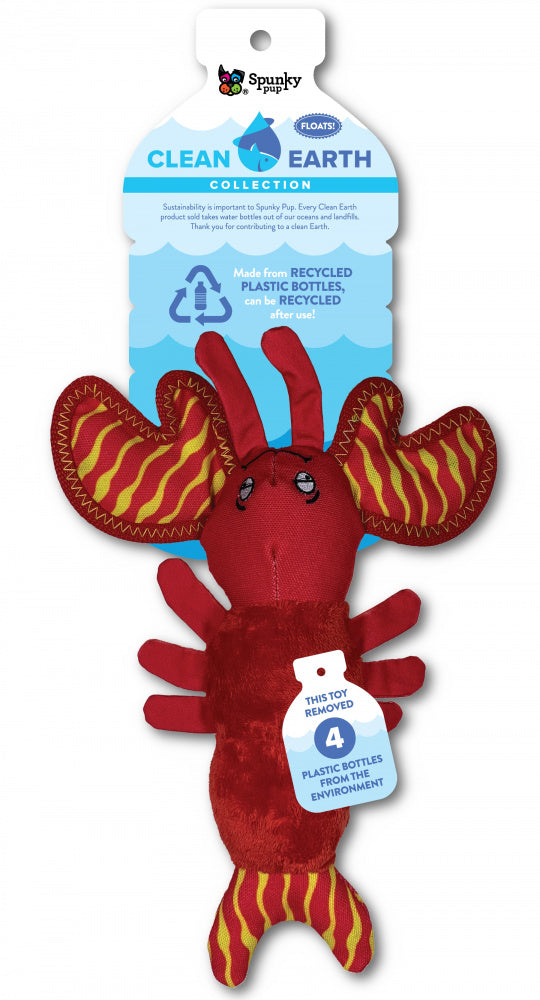 Spunky Pup Clean Earth Lobster Plush Dog Toy