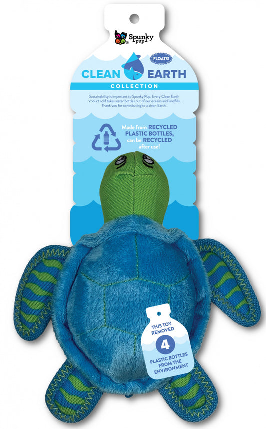 Spunky Pup Clean Earth Turtle Plush Dog Toy