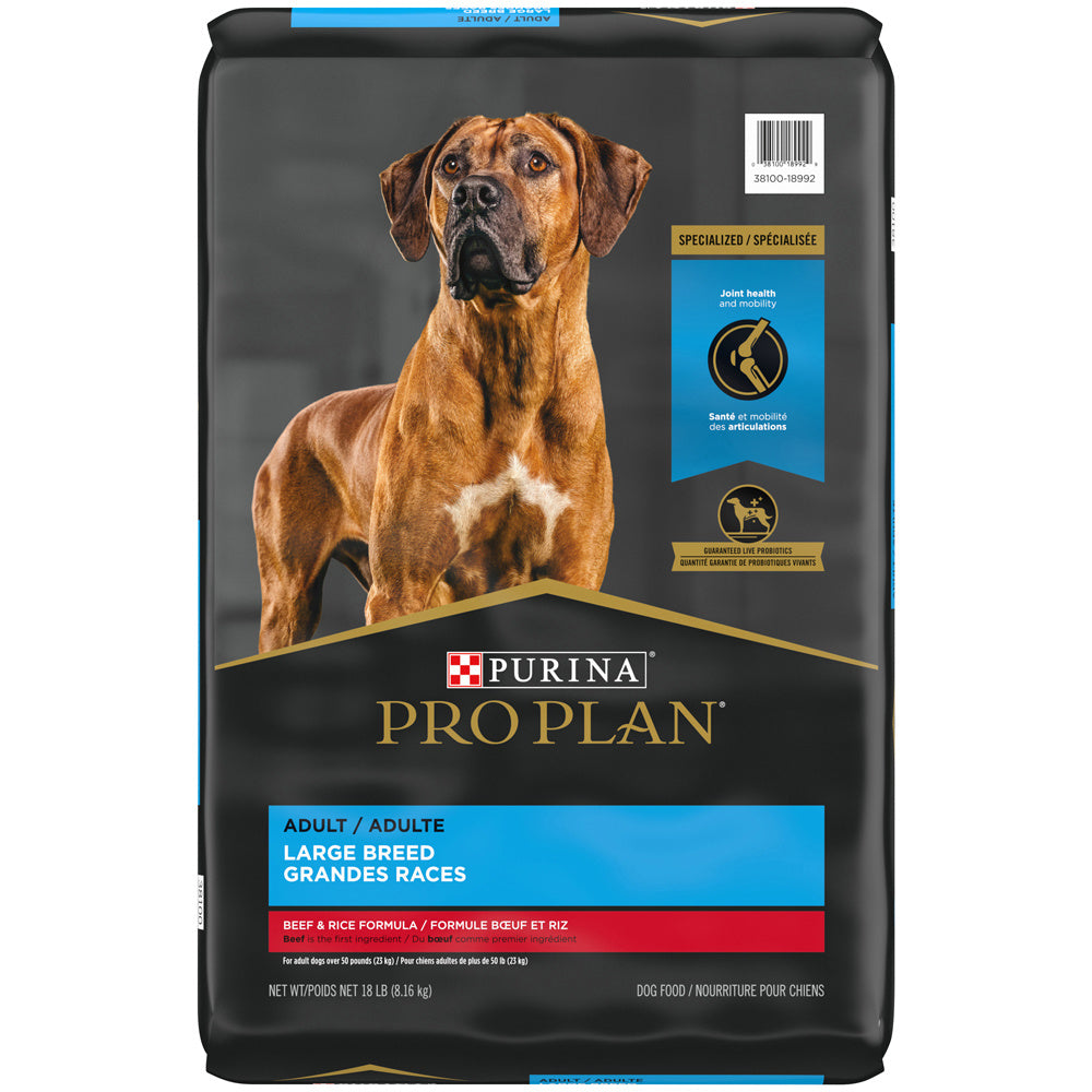Purina Pro Plan Specialized Beef & Rice Formula With Probiotics High Protein Large Breed Dry Dog Food