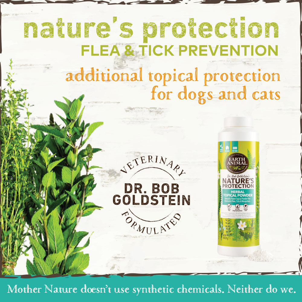 Earth Animal Nature's Protection Flea & Tick Prevention Herbal Topical Powder for Dogs, Cats, Homes, & Yards