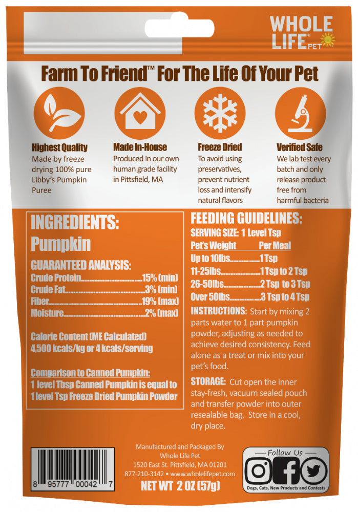Whole Life Pet Nutritionals Freeze Dried Pumpkin Powder